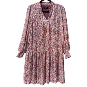 Terre Bleue Light Airy Long Sleeve Dress with Dots and Shimmer Thread Size 36 XS